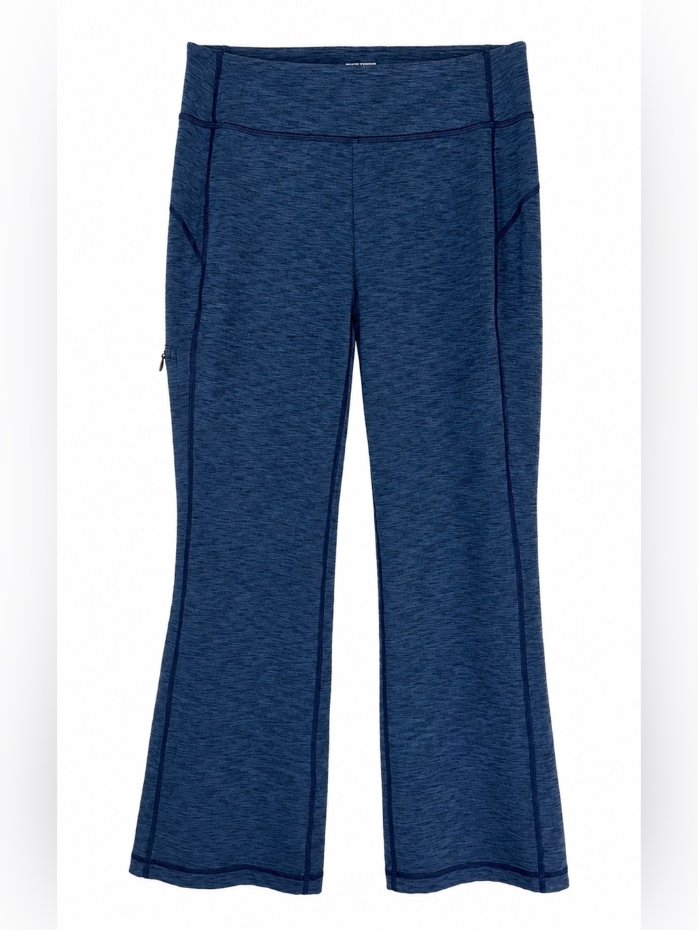Duluth Trading Co Blue Flare Yoga Pants S x 29 Zip Pocket Travel Walking Hiking